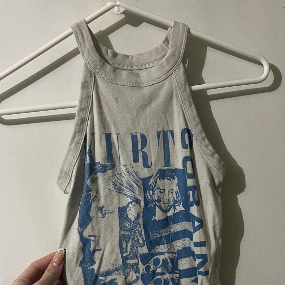 American Eagle Outfitters Graphic Tank Top - Blue and Cream